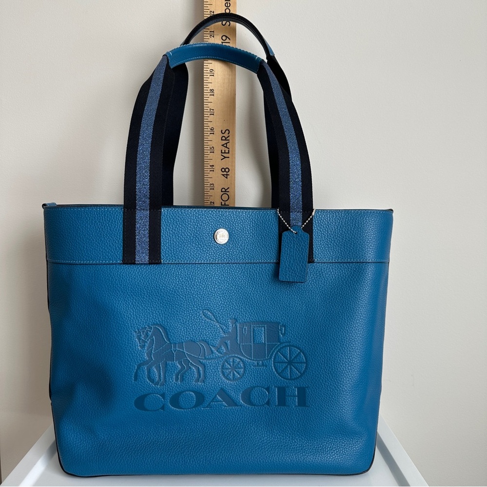 Coach Jes Tote Horse and Carriage Leather Silver Blue Jay 1896 - Picture 13 of 17